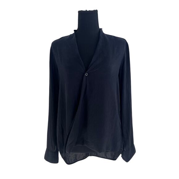 Black Cloth & Stone Super Soft Long Sleeve Wrap Front Blouse Shirt - Small - Picture 2 of 11